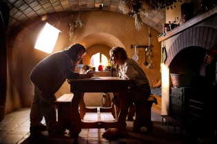 Peter Jackson y Martin Freeman (Bilbo) en el set de "El Hobbit"